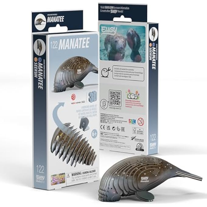 MANATEE  3D PUZZLE NO. 112  CREATIVE TOY MADE OF RECYCLED CARDBOARD  FOR CHILDREN AGED 6 AND ADULTS UP TO 99  EDUCATIONAL AND ECOLOGICAL PUZZLE - Image 4